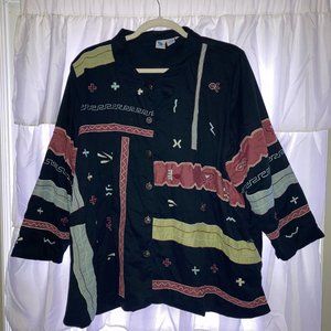 Junonia Blue with Geometric Patchwork Design Jacket Size 6X